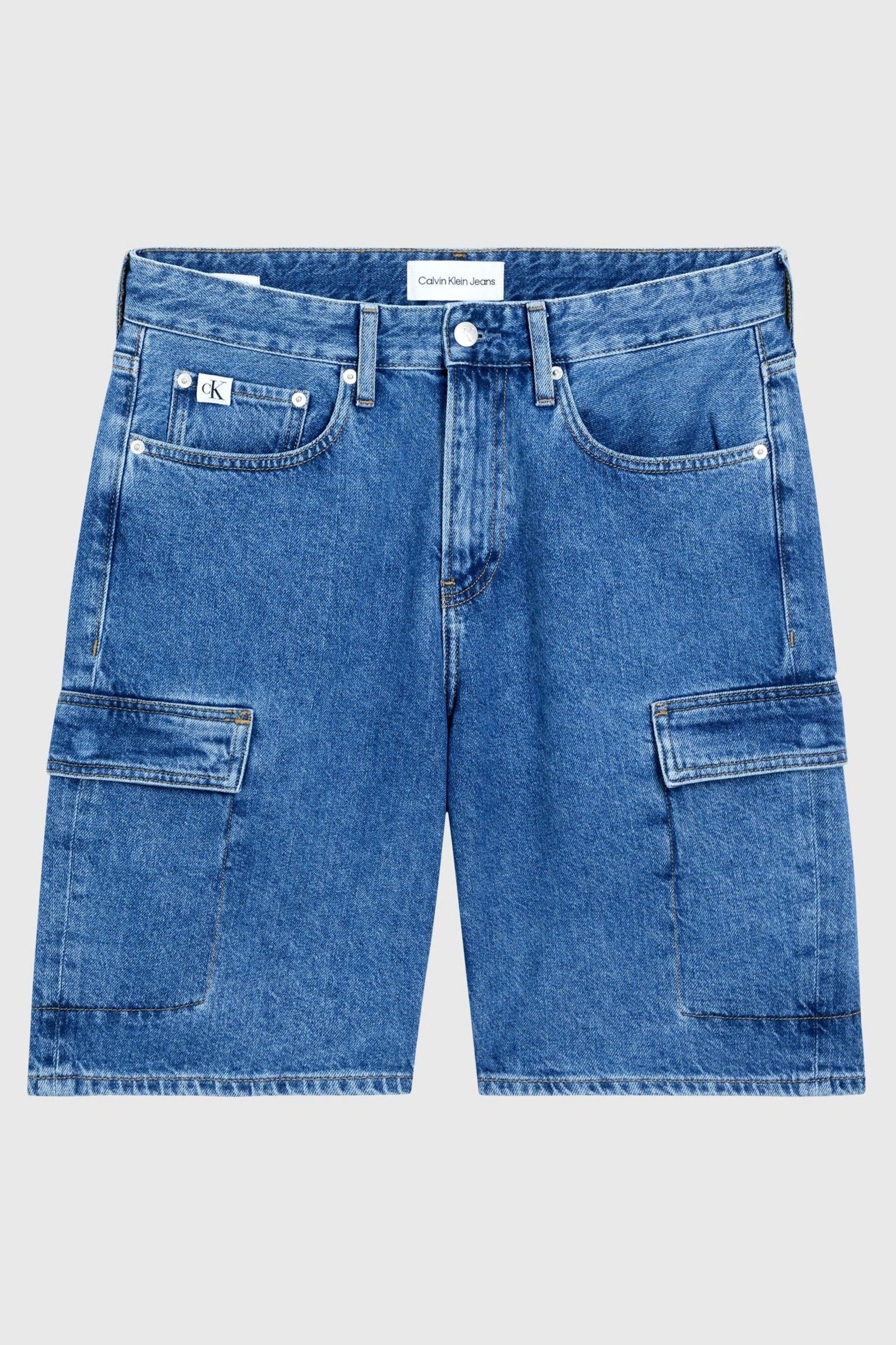 Calvin Klein Blue 90’s Loose Denim Cargo Shorts - Image 3 of 3