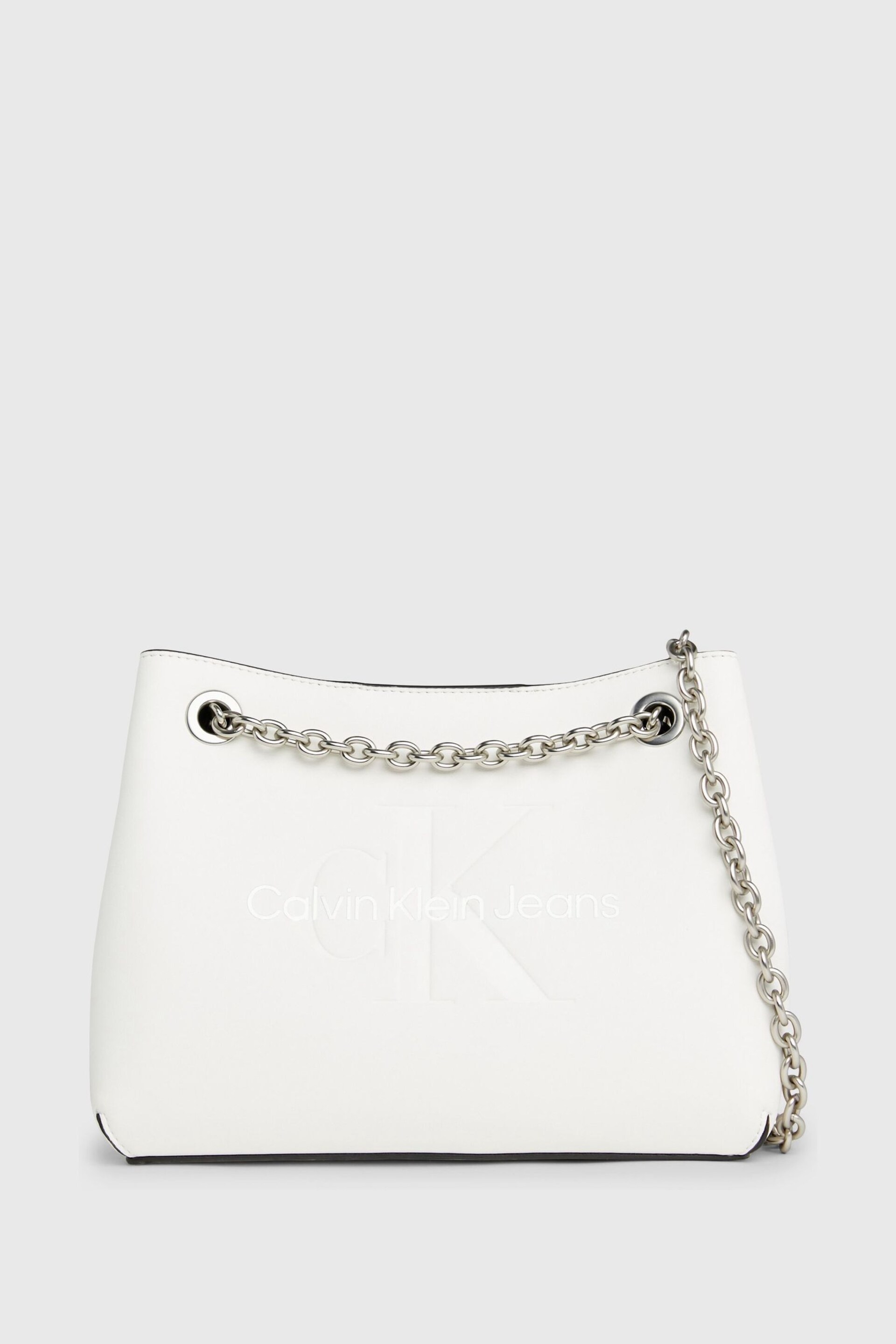 Calvin Klein White Slogan Shoulder Bag - Image 2 of 5