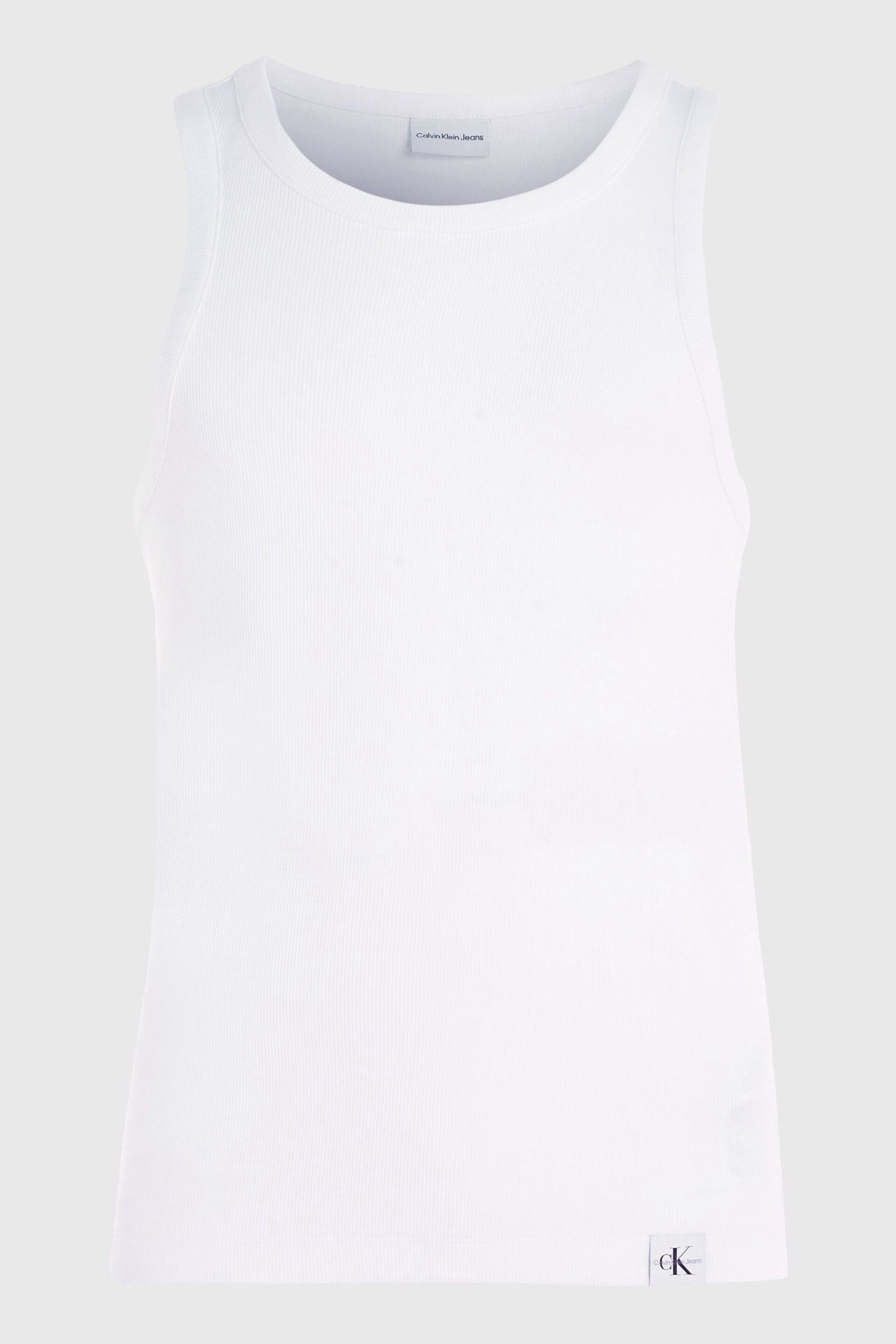 Calvin Klein White Woven Tab Tank Top - Image 2 of 2