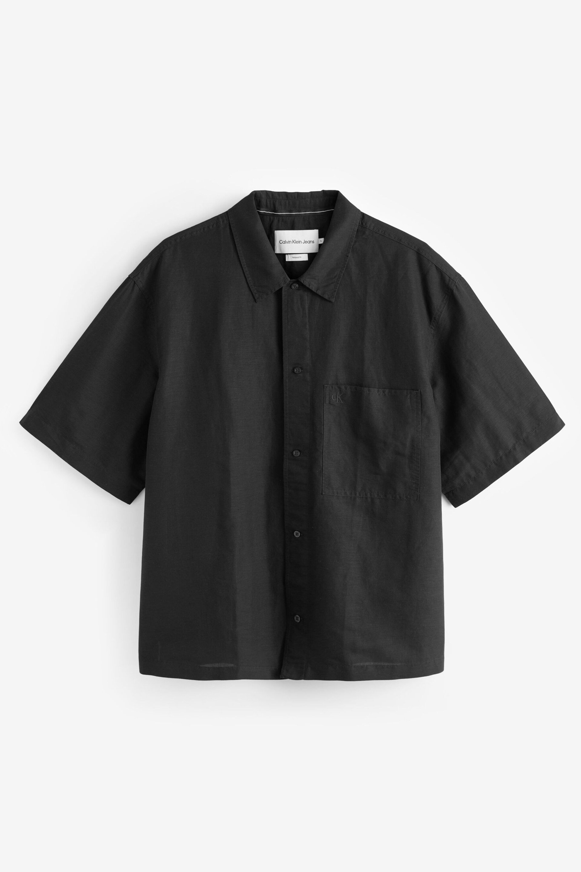 Calvin Klein Black Linen Button Down Shirt - Image 1 of 1