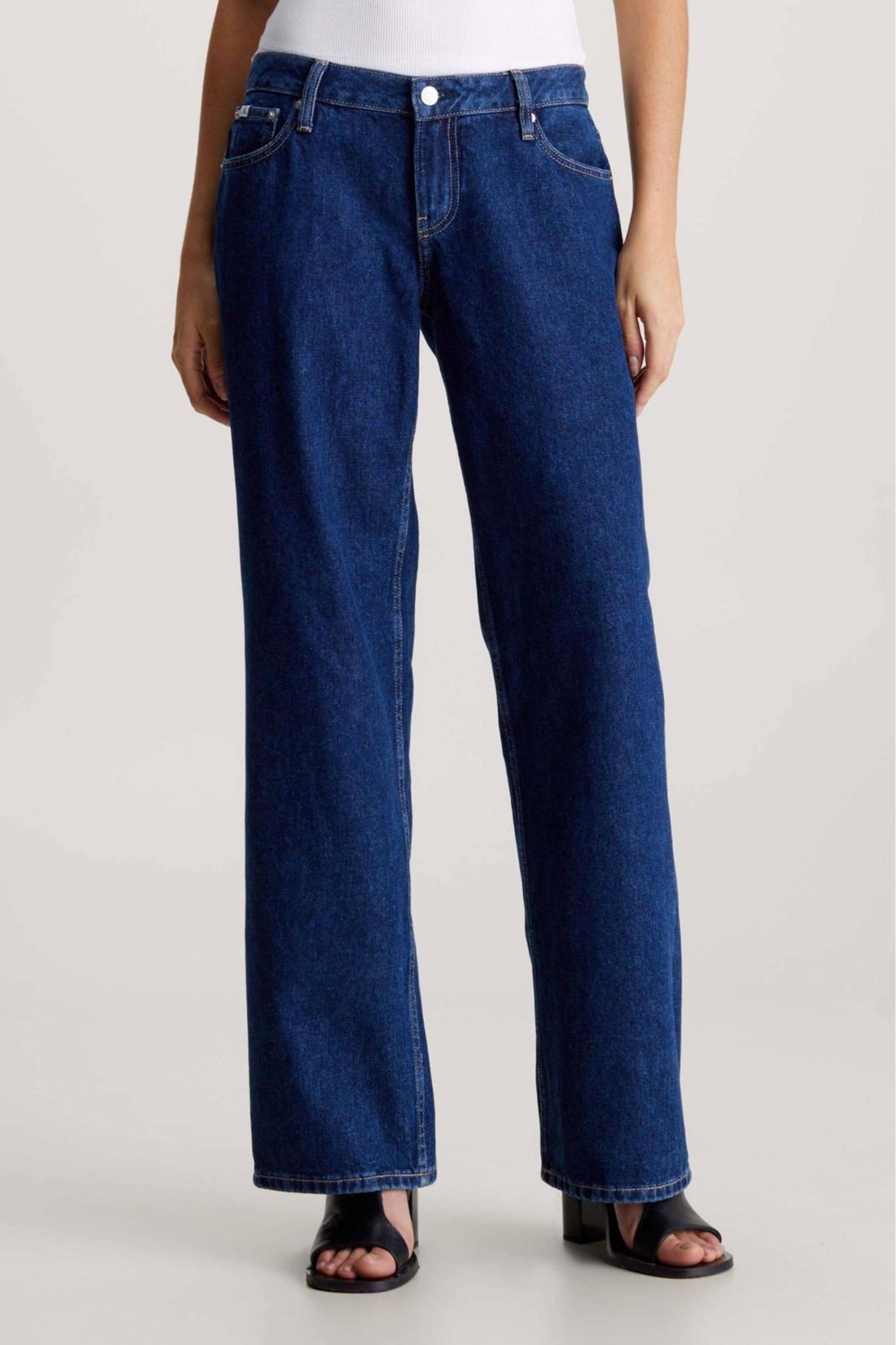 Calvin Klein Blue Low Rise Baggy Jeans - Image 1 of 5
