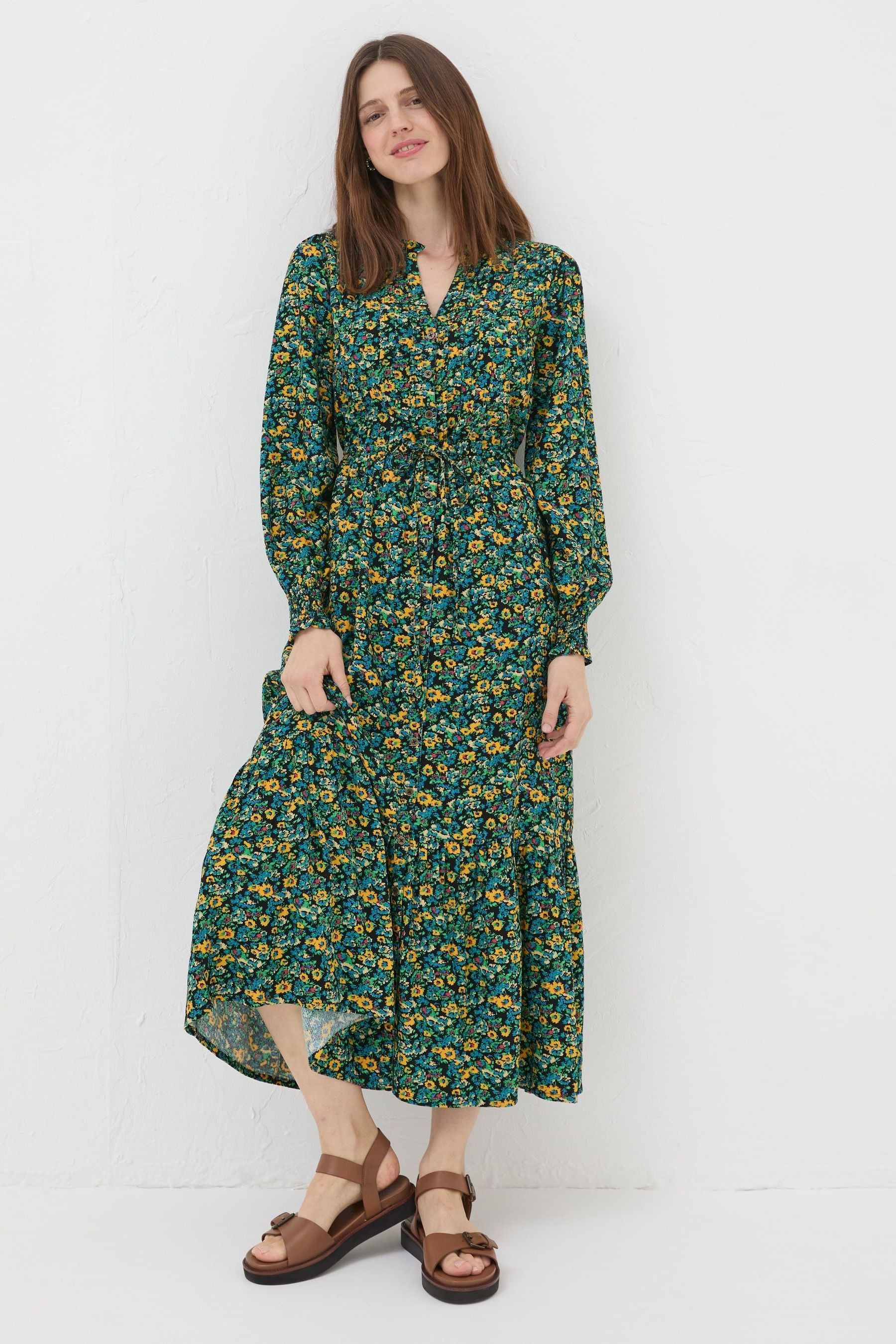 Fat face green dress top
