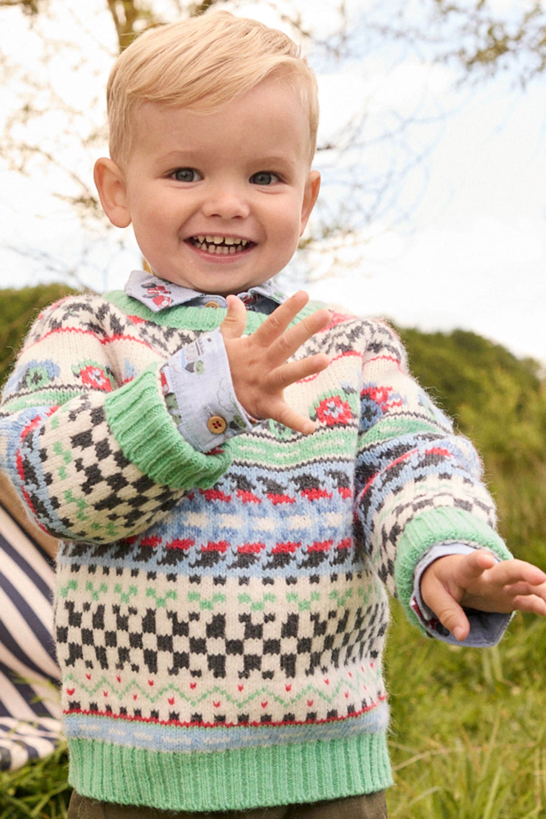 Patterned knitted jumper best sale