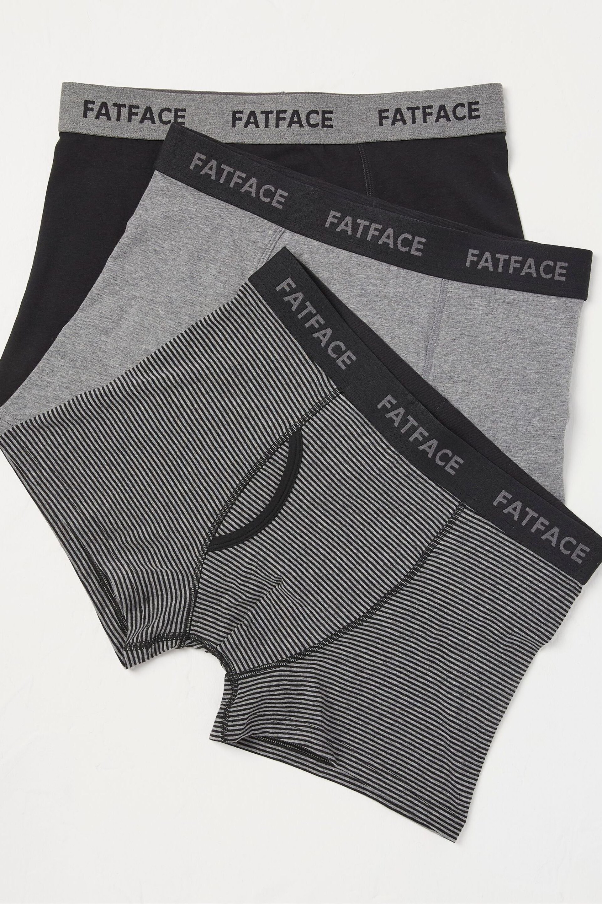 FatFace Grey Classic Stripe Boxers 3 Pack - Image 2 of 6