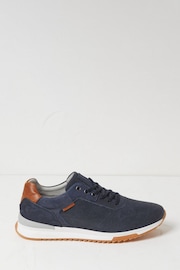 FatFace Wells Blue Leather Runner Trainers - Image 1 of 3