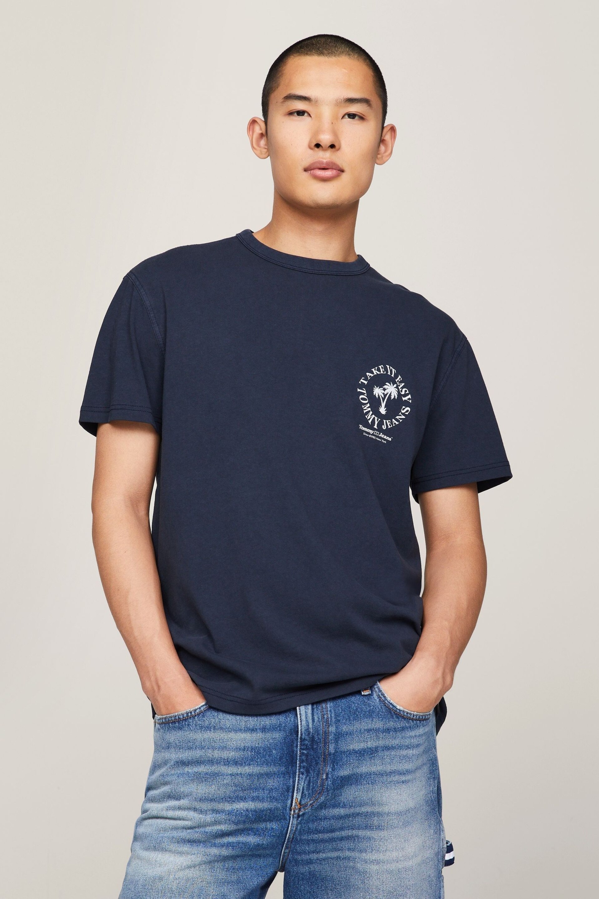 Tommy Jeans Blue Novelty Graphic T-Shirt - Image 1 of 6