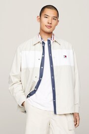 Tommy Jeans Cream/White Colourblock Shirt - Image 1 of 6