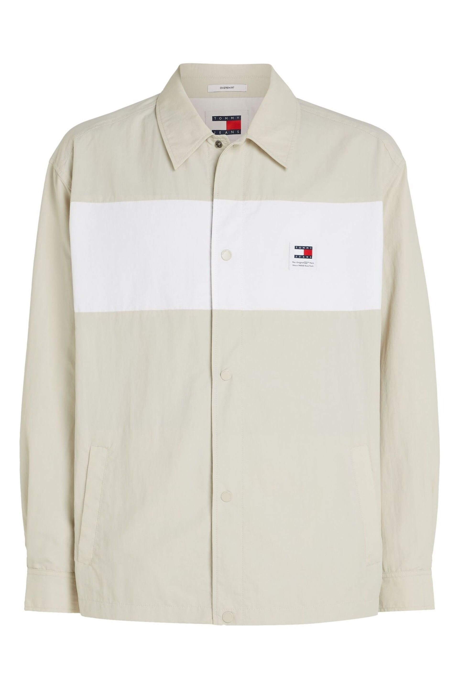 Tommy Jeans Cream/White Colourblock Shirt - Image 4 of 6