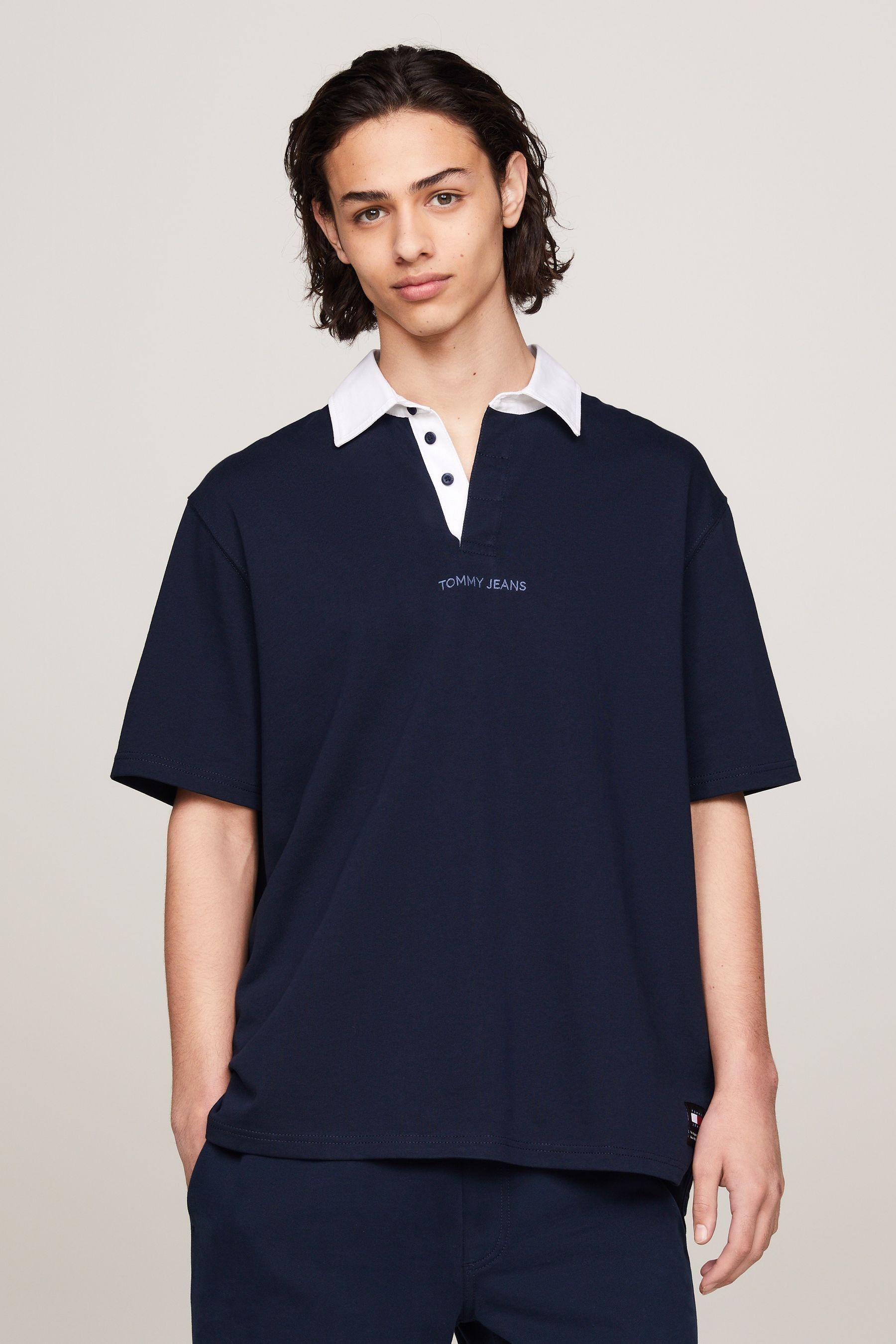 Buy Tommy Jeans Blue Oversized Classic Rugby 100 Cotton Shirt from Next Canada