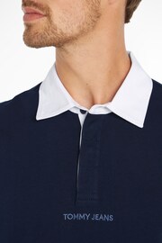 Tommy Jeans Blue Oversized Classic Rugby Shirt - Image 3 of 6