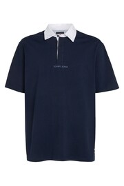 Tommy Jeans Blue Oversized Classic Rugby Shirt - Image 4 of 6