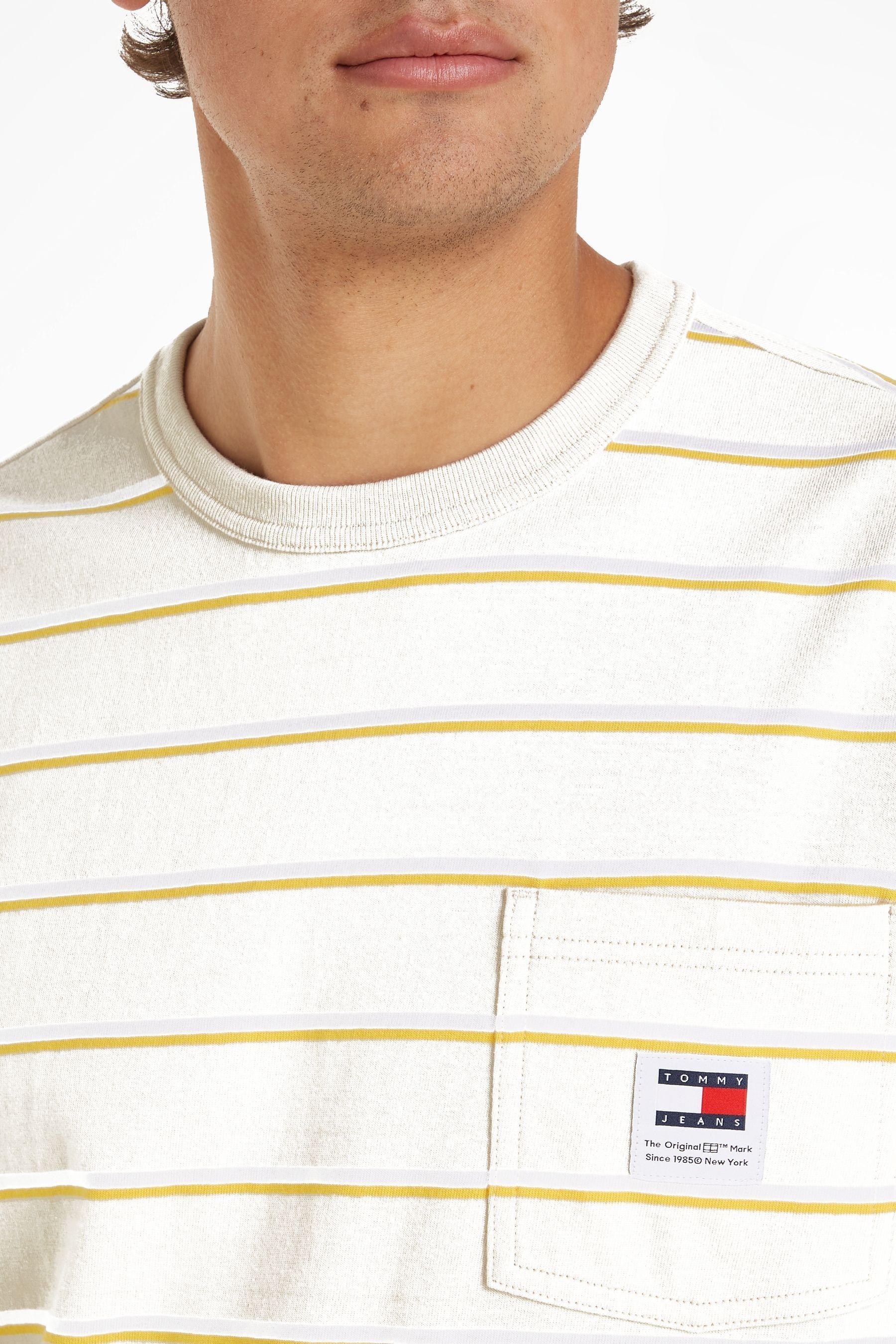 Tommy Jeans White Chrome Regular Stripe T-Shirt - Image 3 of 6