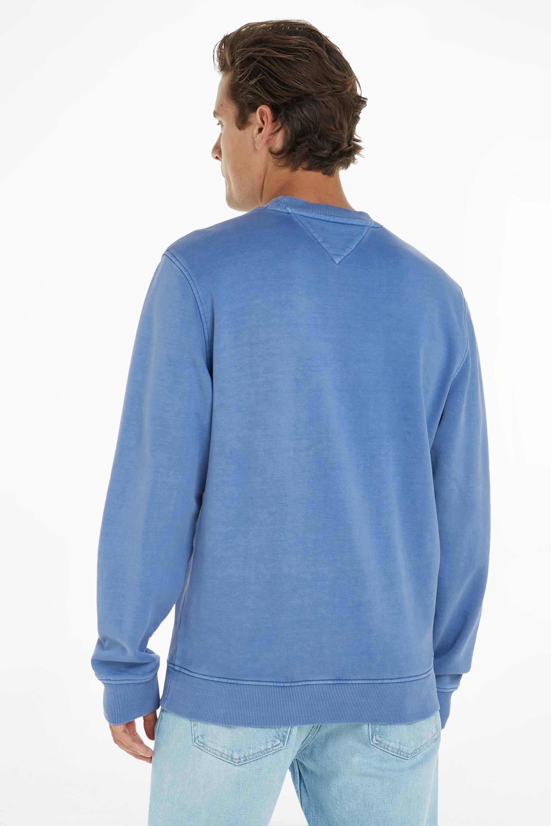 Tommy Jeans Blue Washed Badge Sweatshirt - Image 2 of 6