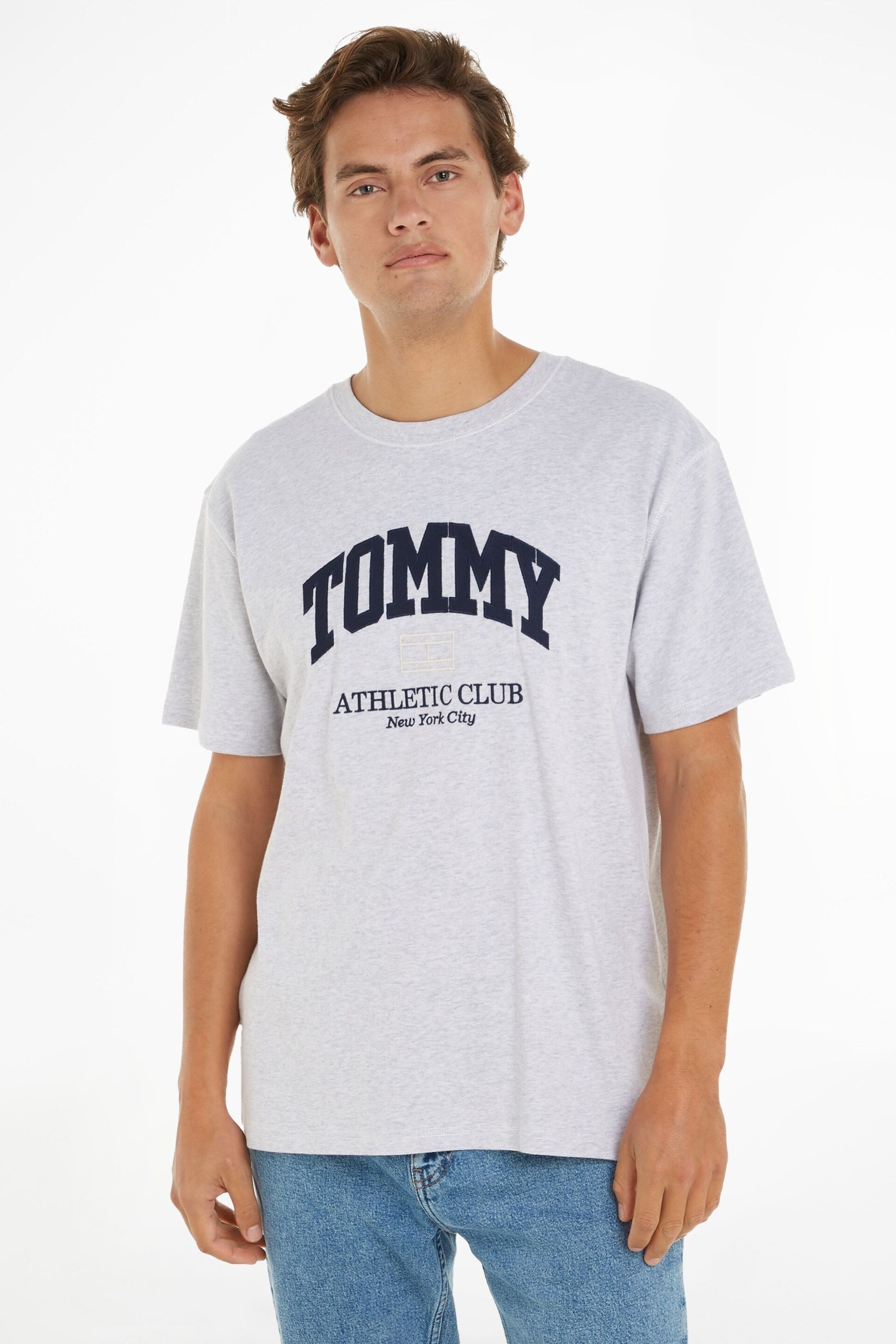 Tommy Jeans Grey Athletic Club T-Shirt - Image 1 of 6