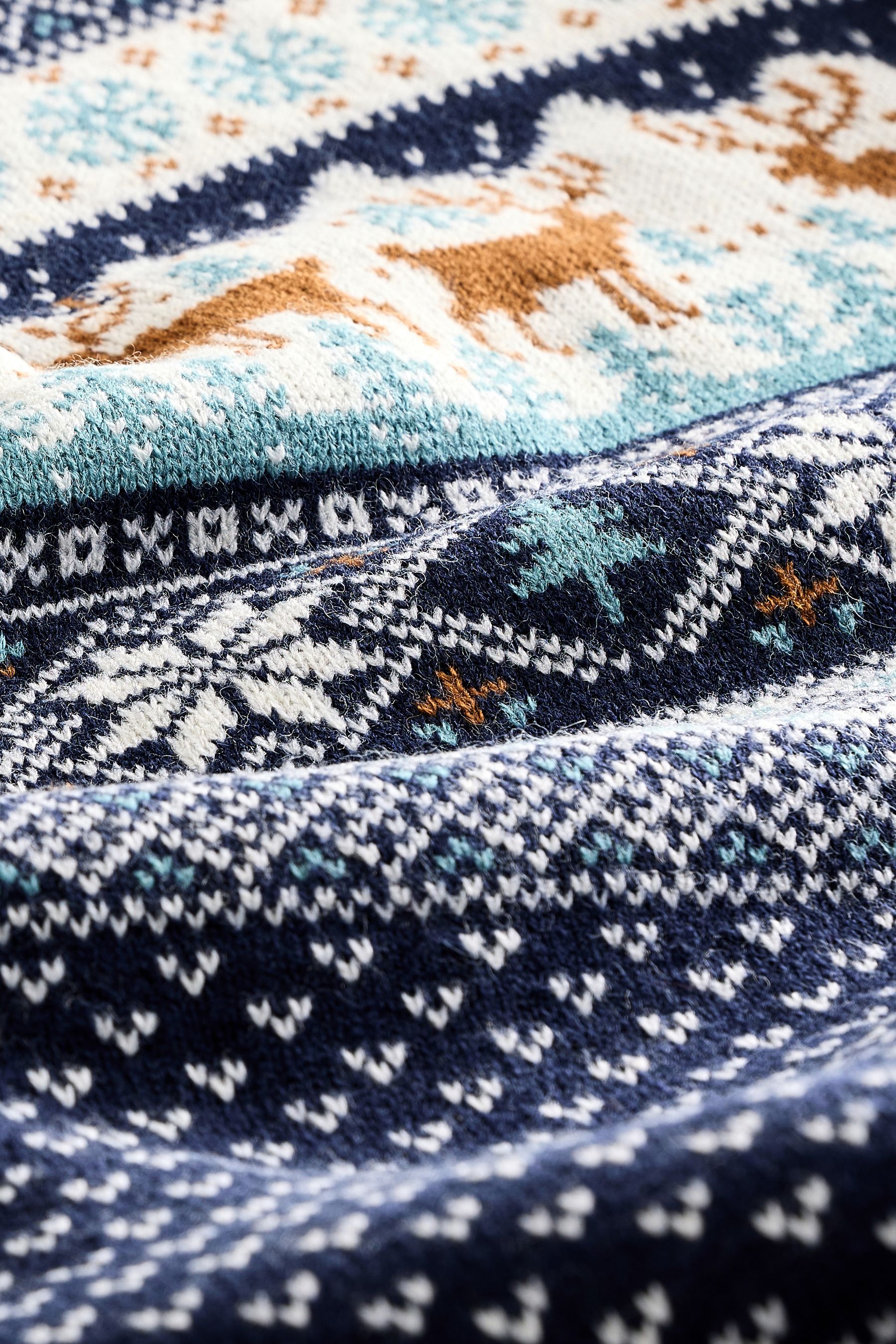 Buy Navy Blue Crew Neck Mens Matching Family Christmas Fairisle Pattern Reindeer Jumper from Next Luxembourg