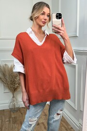 Jolie Moi Orange Button Side Knitted Tabard Jumper - Image 1 of 6