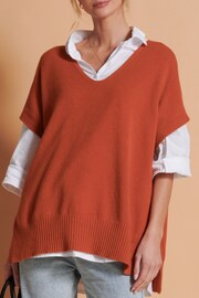 Jolie Moi Orange Button Side Knitted Tabard Jumper - Image 4 of 6
