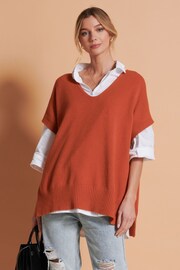 Jolie Moi Orange Button Side Knitted Tabard Jumper - Image 6 of 6