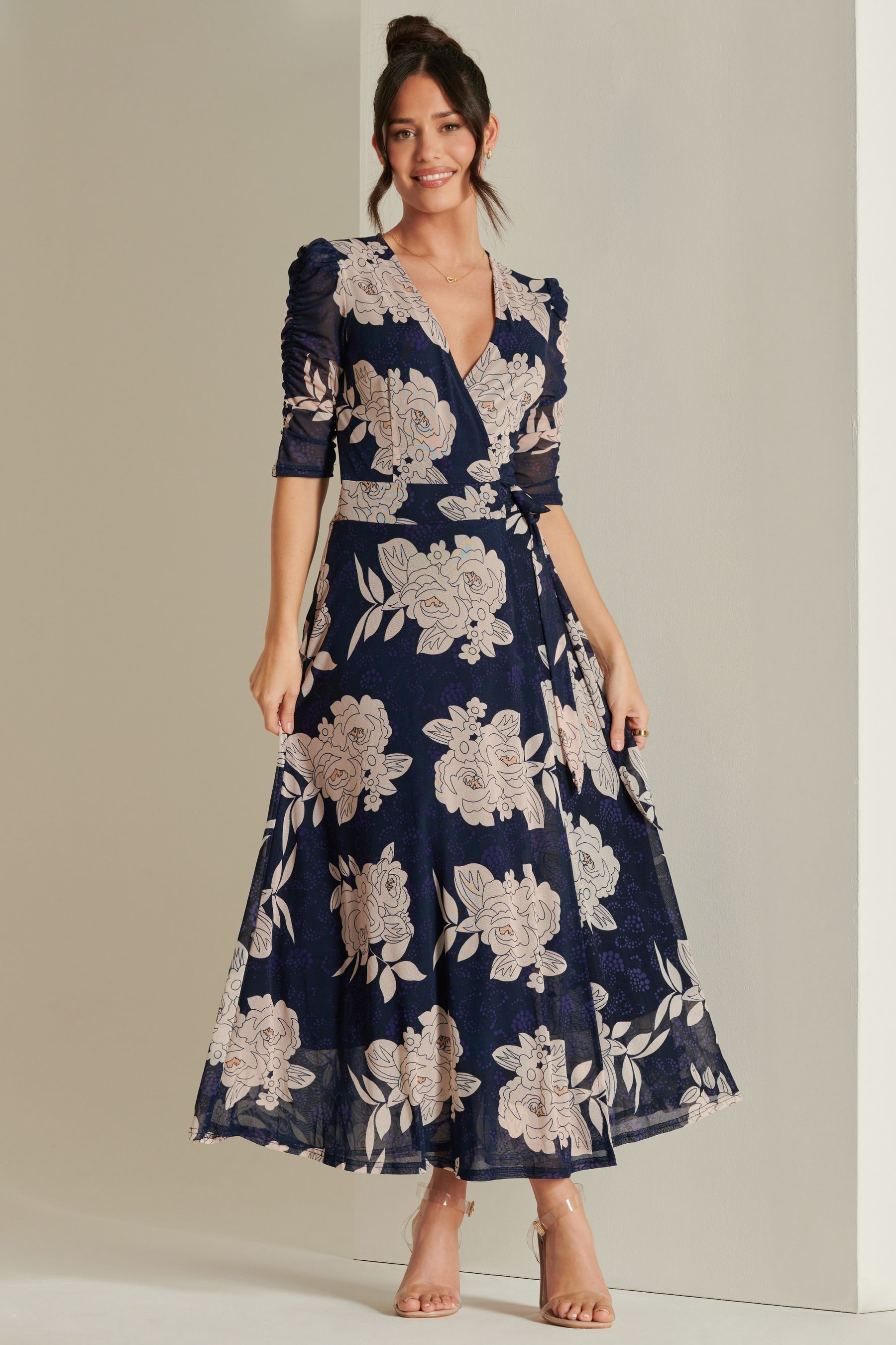 Buy Jolie Moi Blue Daliyah Wrap Front Mesh Maxi Dress from the Next UK ...