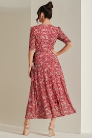 Jolie Moi Pink Daliyah Wrap Front Mesh Maxi Dress - Image 2 of 6