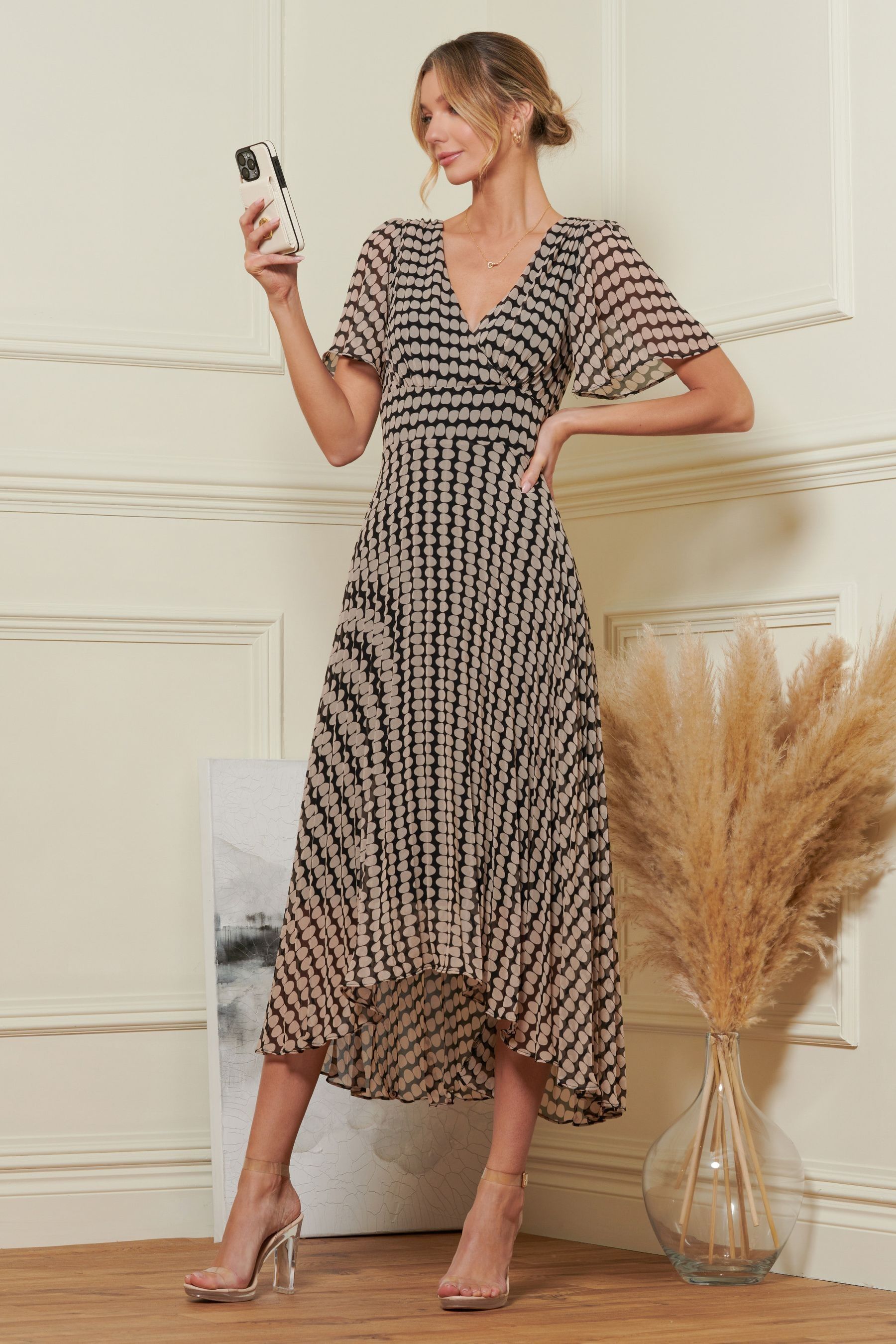 Jolie moi pleated dress best sale