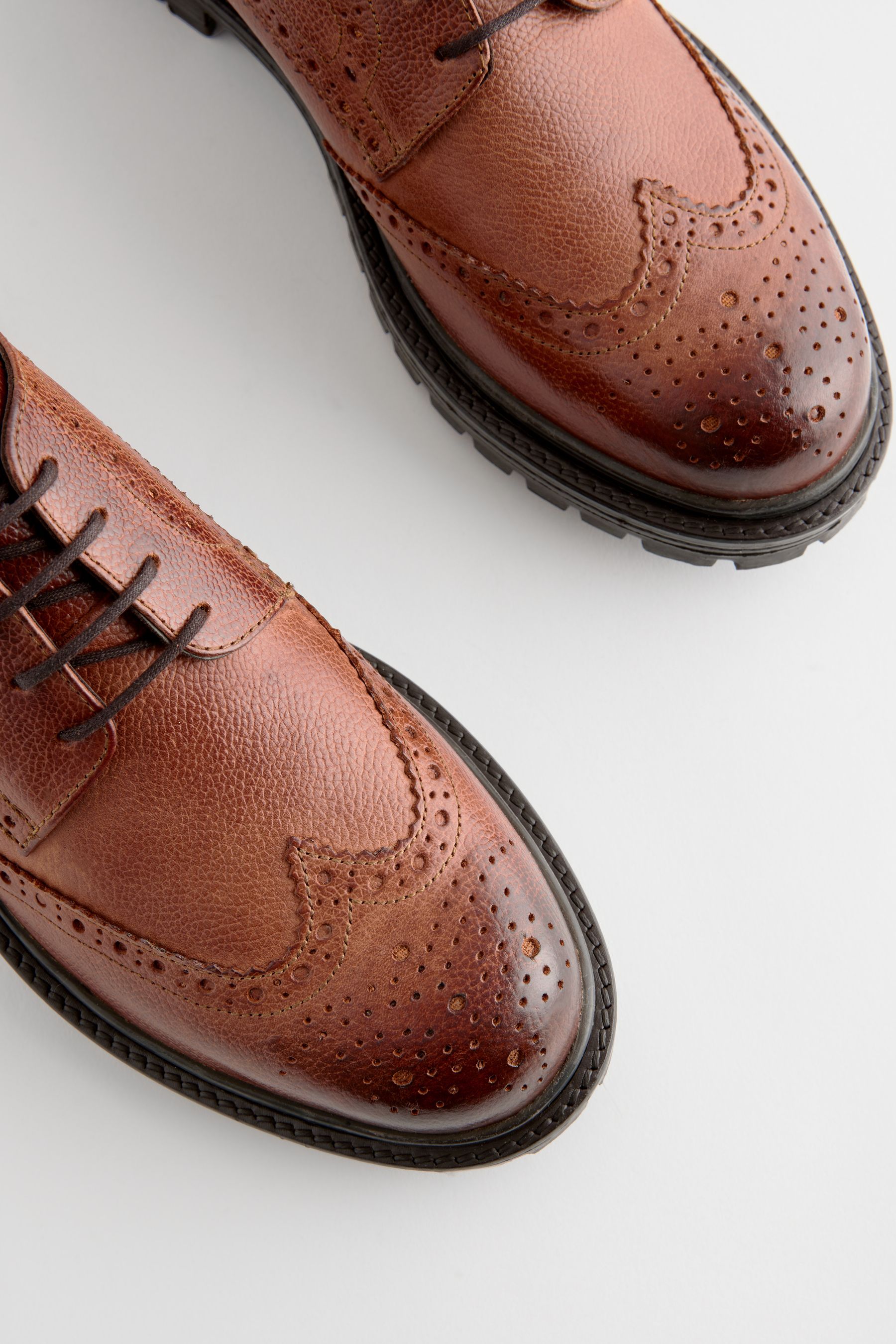 Tan Brown Leather Cleated Brogues