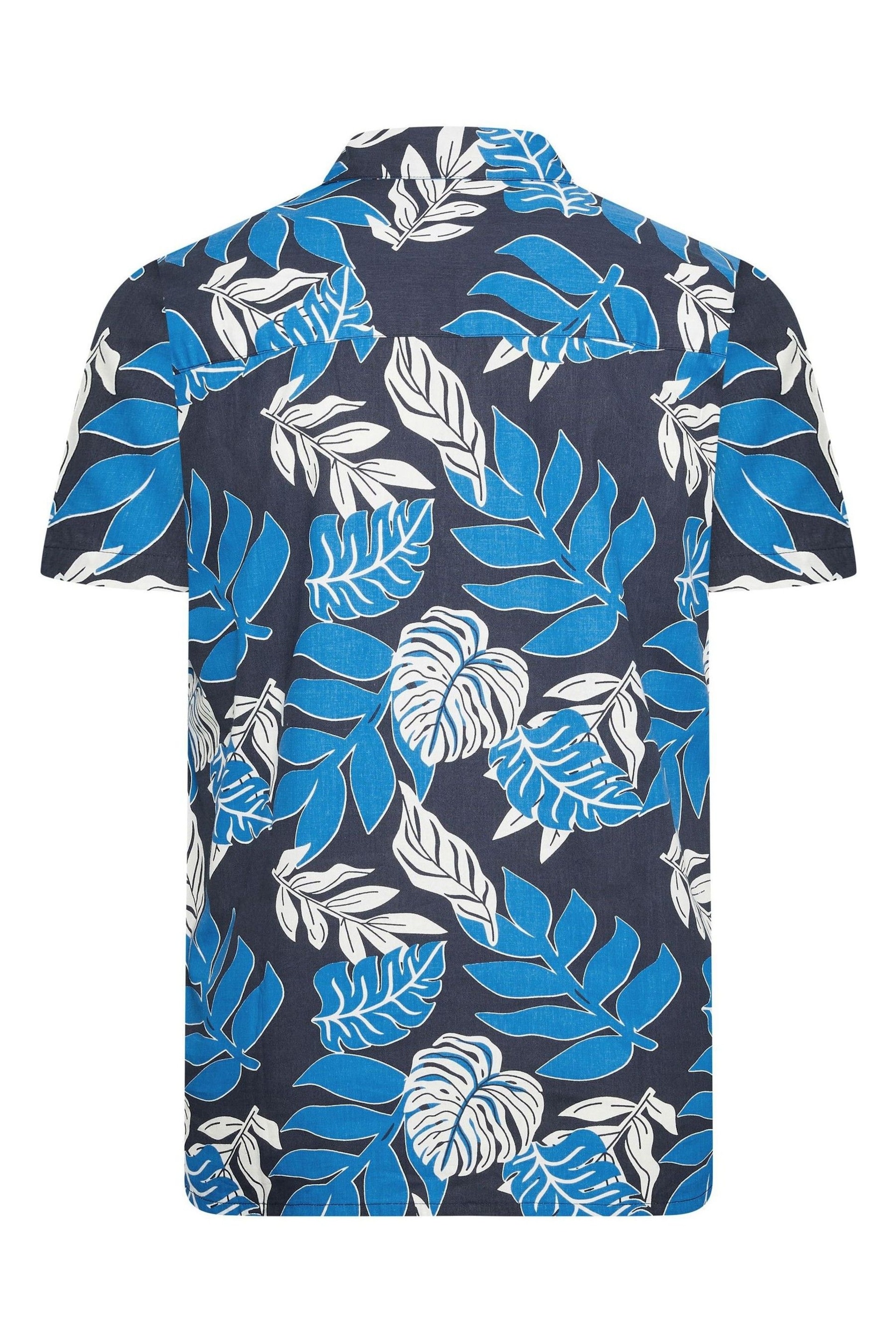 BadRhino Big & Tall Navy Blue Leaf Print Shirt - Image 3 of 3