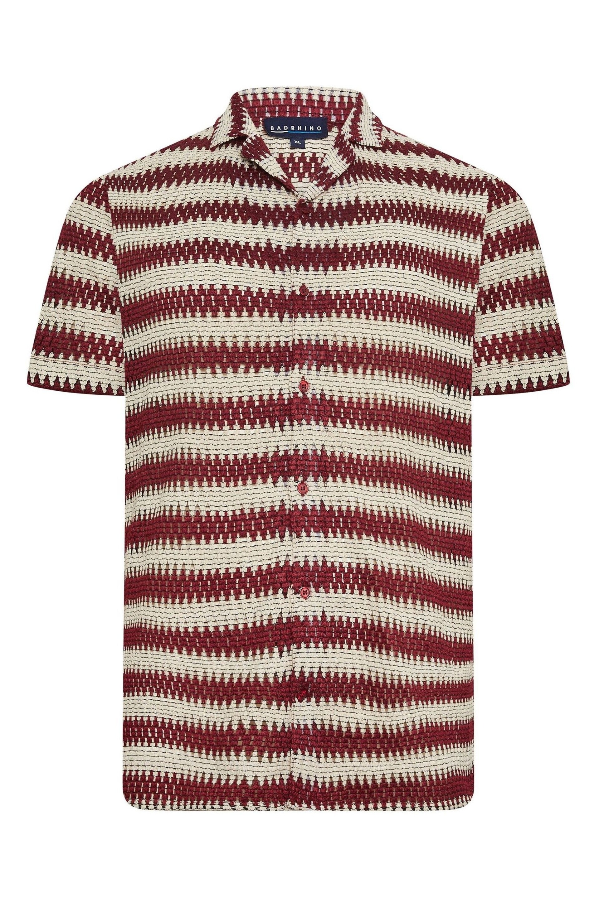 BadRhino Big & Tall Red Textured Crochet Short Sleeve Shirt - Image 3 of 4
