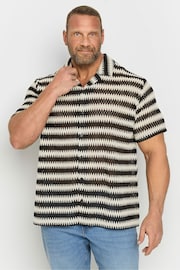 BadRhino Big & Tall Black Textured Crochet Short Sleeve Shirt - Image 2 of 4