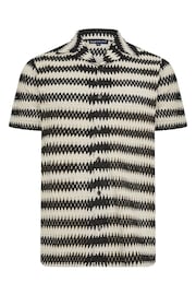 BadRhino Big & Tall Black Textured Crochet Short Sleeve Shirt - Image 3 of 4