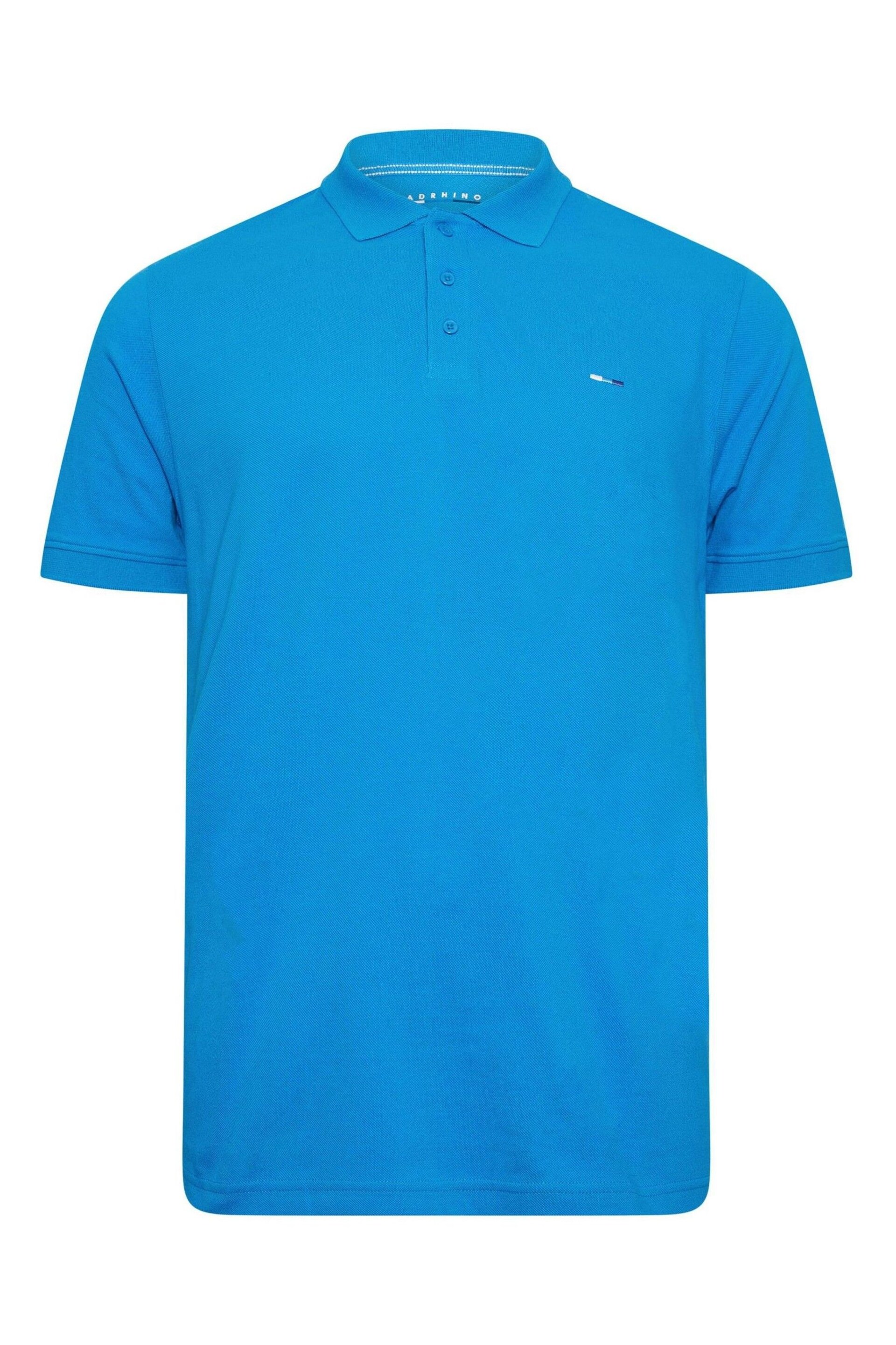 BadRhino Big & Tall Blue/Pink/Teal 3 Pack Polo Shirts - Image 6 of 7