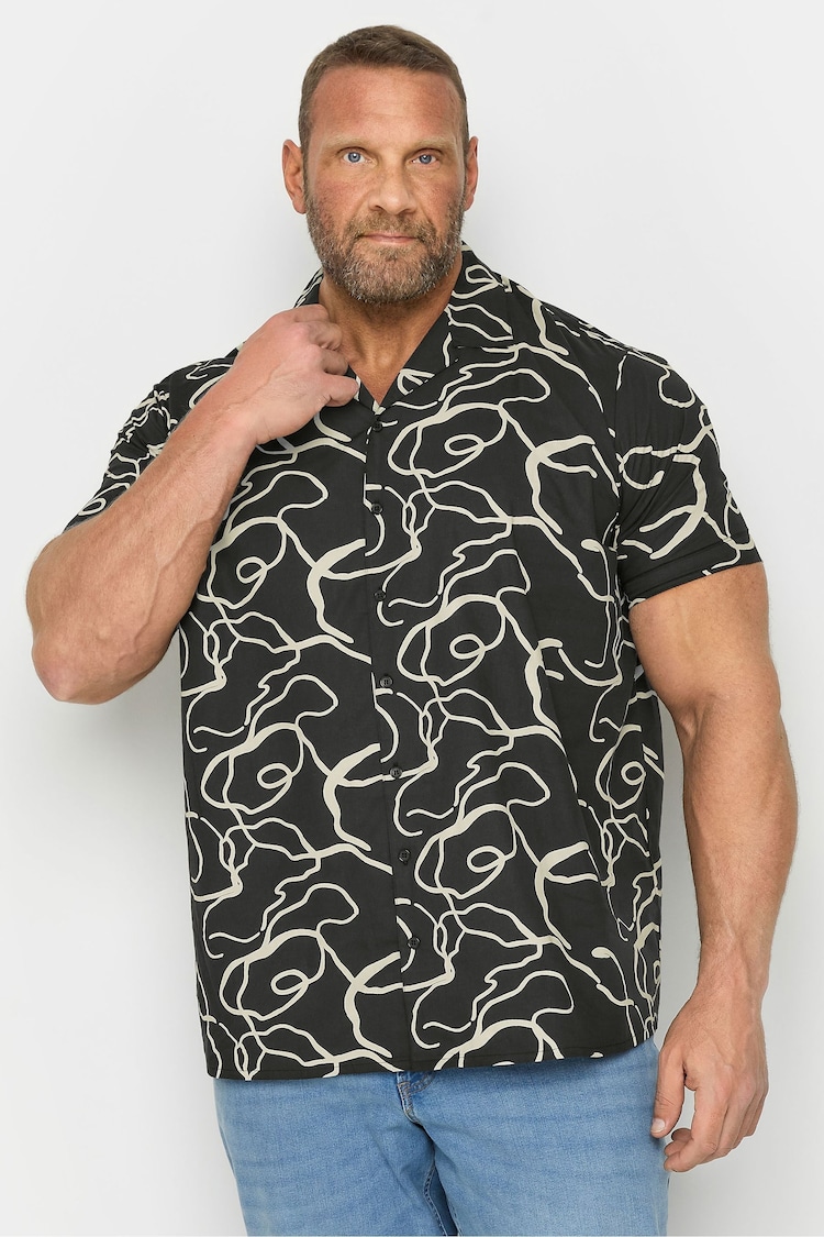 BadRhino Big & Tall Black Abstract Print Short Sleeve 100% Cotton Shirt - Image 2 of 4