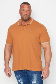 BadRhino Big & Tall Rust Orange 100% Cotton Tipped Polo Shirt - Image 1 of 3