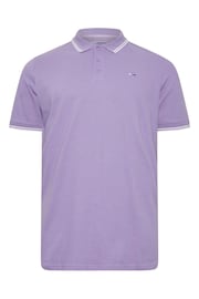 BadRhino Big & Tall Mineral Blue/Rose Pink/Violet Purple 3 Pack Tipped Polo Shirts - Image 7 of 7