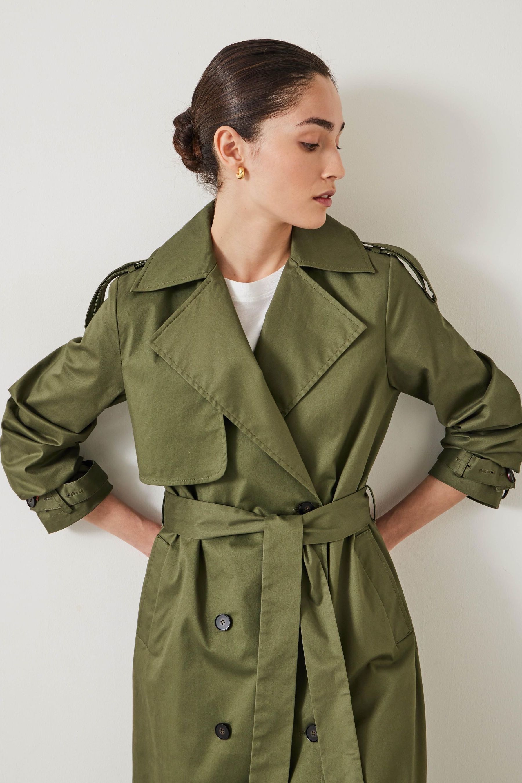 Buy Hush Green Stella Long Trench Jacket from Next Luxembourg