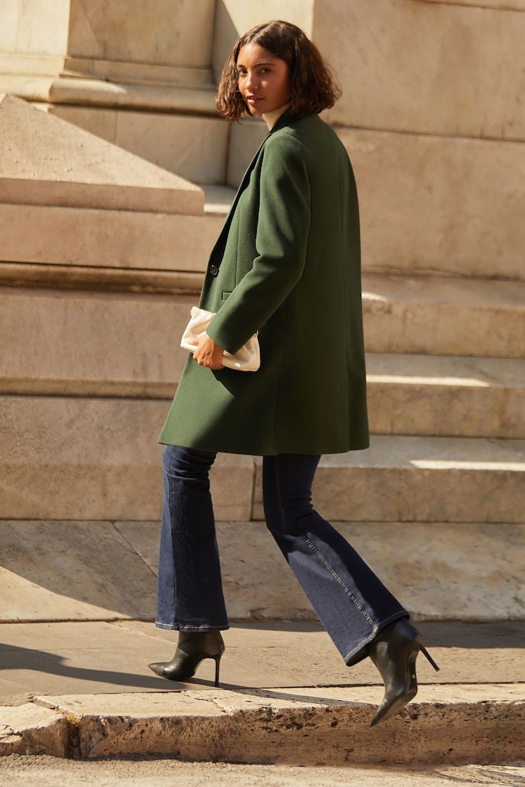 Friends Like These Khaki Green Tailored Single Button Coat - Image 4 of 4