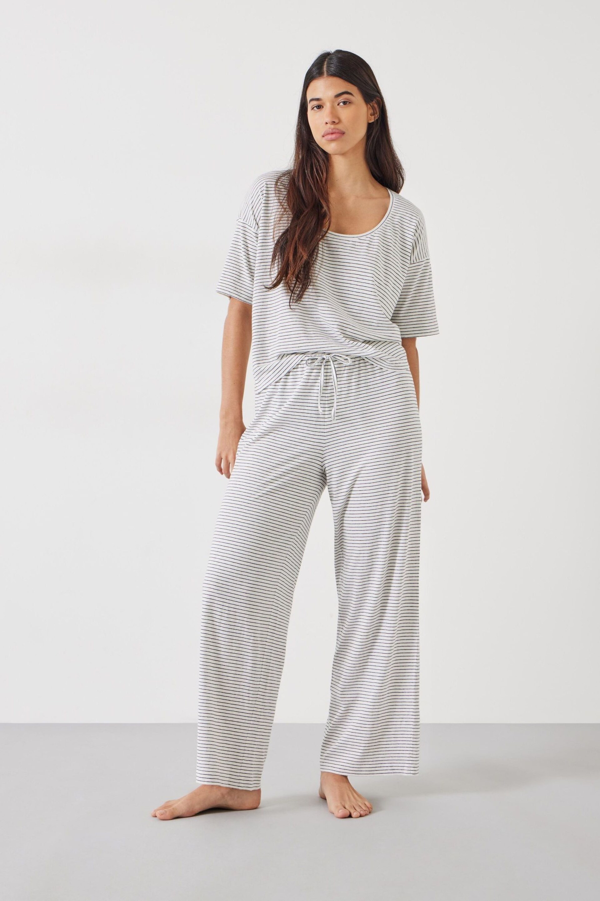 Hush White Ezra Striped Jersey Pyjamas Set - Image 1 of 5