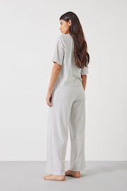 Hush White Cotton/Linen Blend Ezra Striped Jersey Pyjama Set - Image 2 of 5