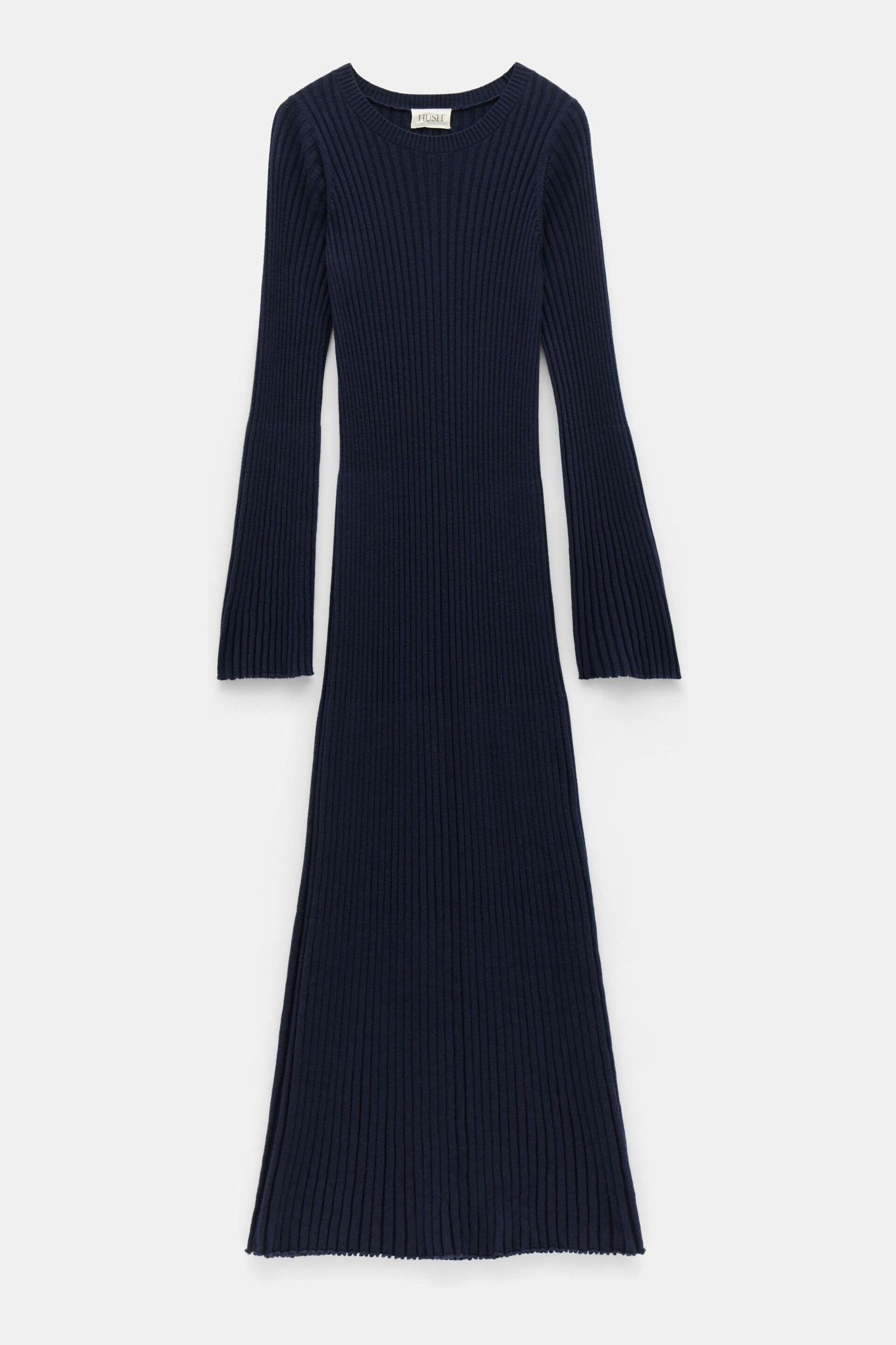 Hush Blue Penny Crew Neck Ribbed Knitted Dress - Image 5 of 5