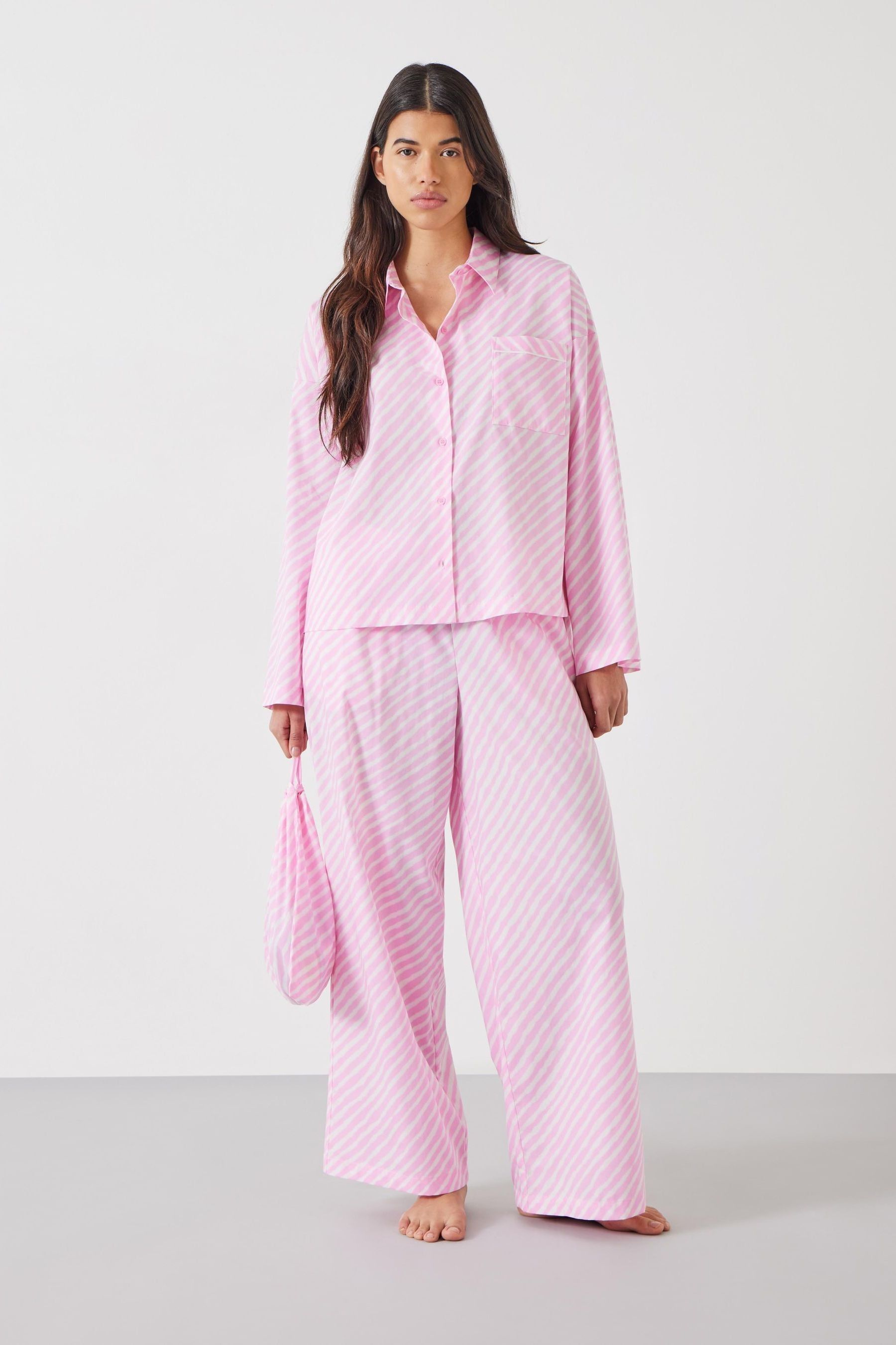 Buy Hush Pink Kirby Cotton Wide Leg Pyjamas Set from Next Luxembourg