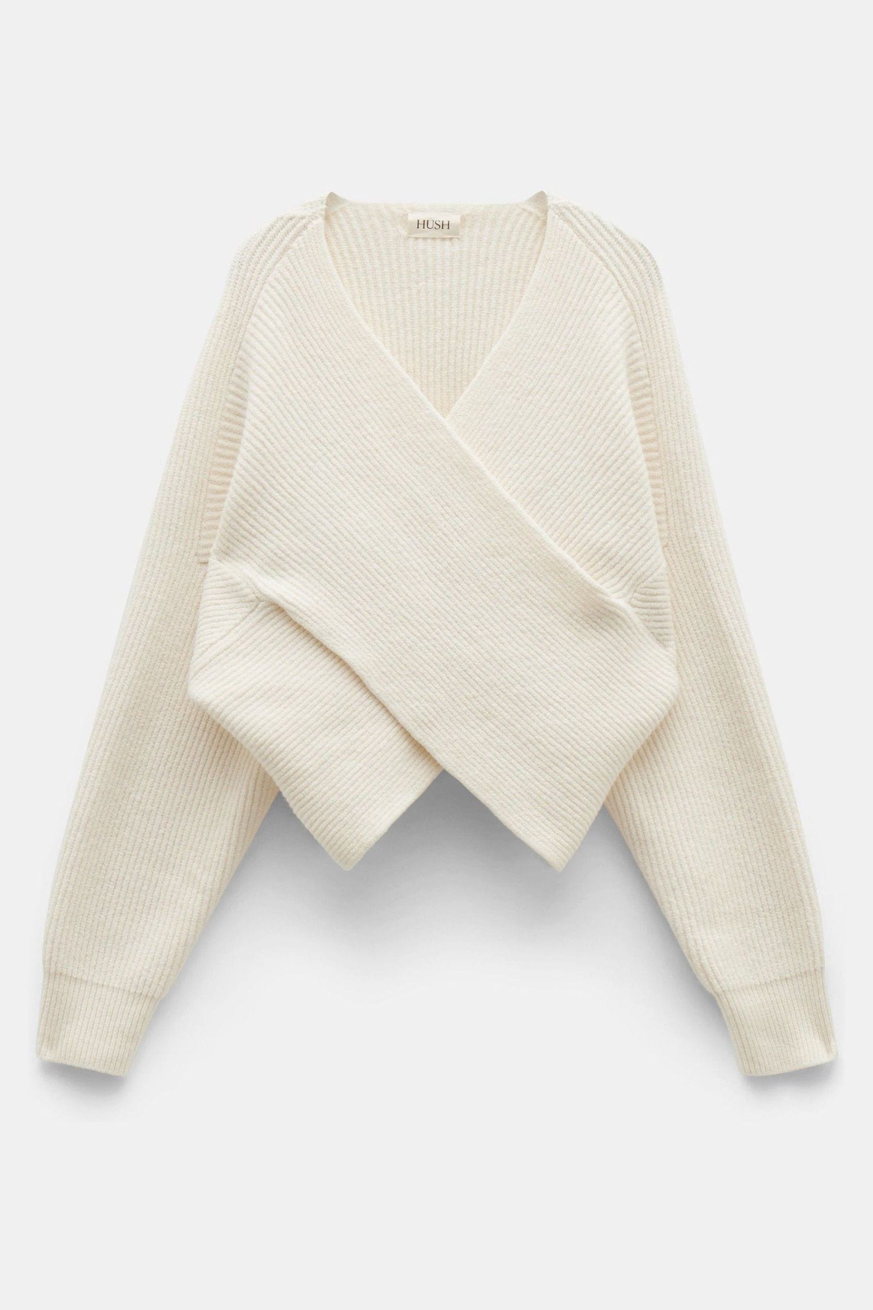 Hush White Bronte Cross Front Knit Jumper