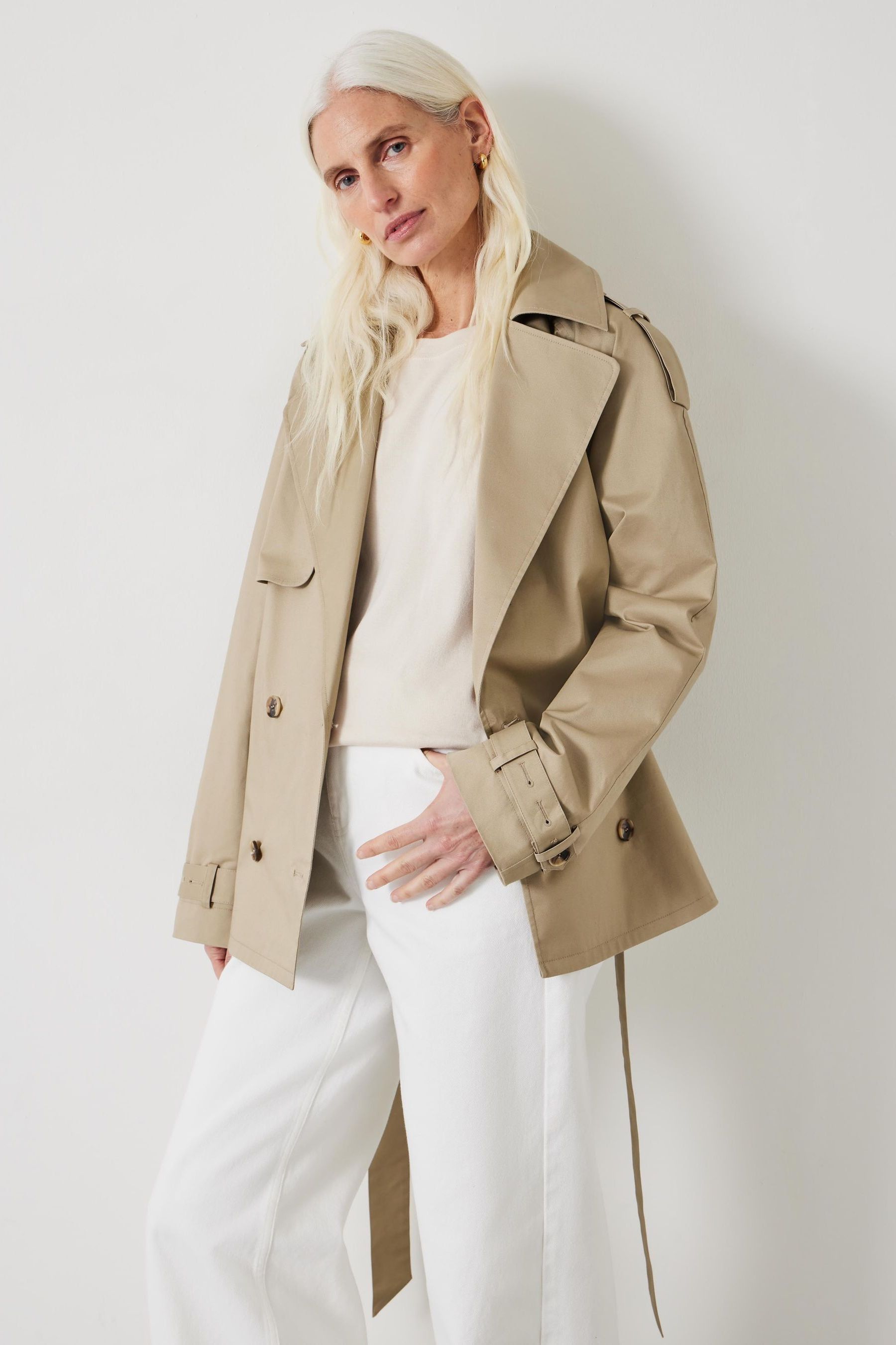 Beige short trench coat womens outlet