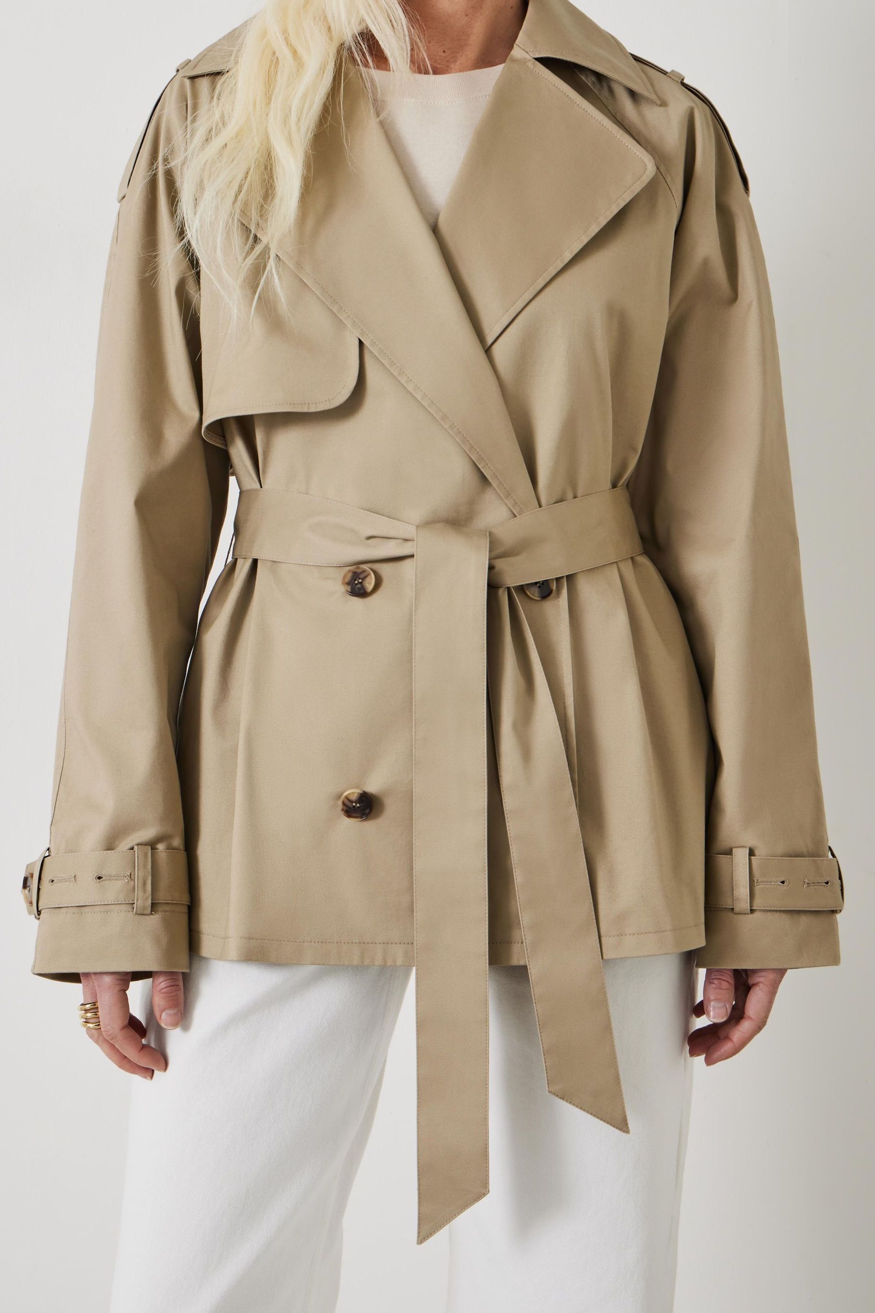 Buy Hush Grey Stella Short Trench Jacket from Next Luxembourg