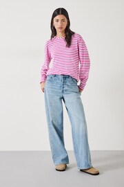 Hush Pink Stripe Emily Puff Sleeve Sweatshirt - Image 2 of 5