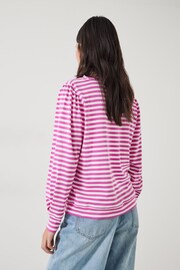 Hush Pink Stripe Emily Puff Sleeve Sweatshirt - Image 3 of 5