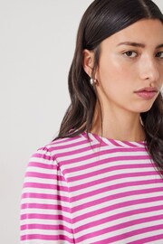 Hush Pink Stripe Emily Puff Sleeve Sweatshirt - Image 4 of 5