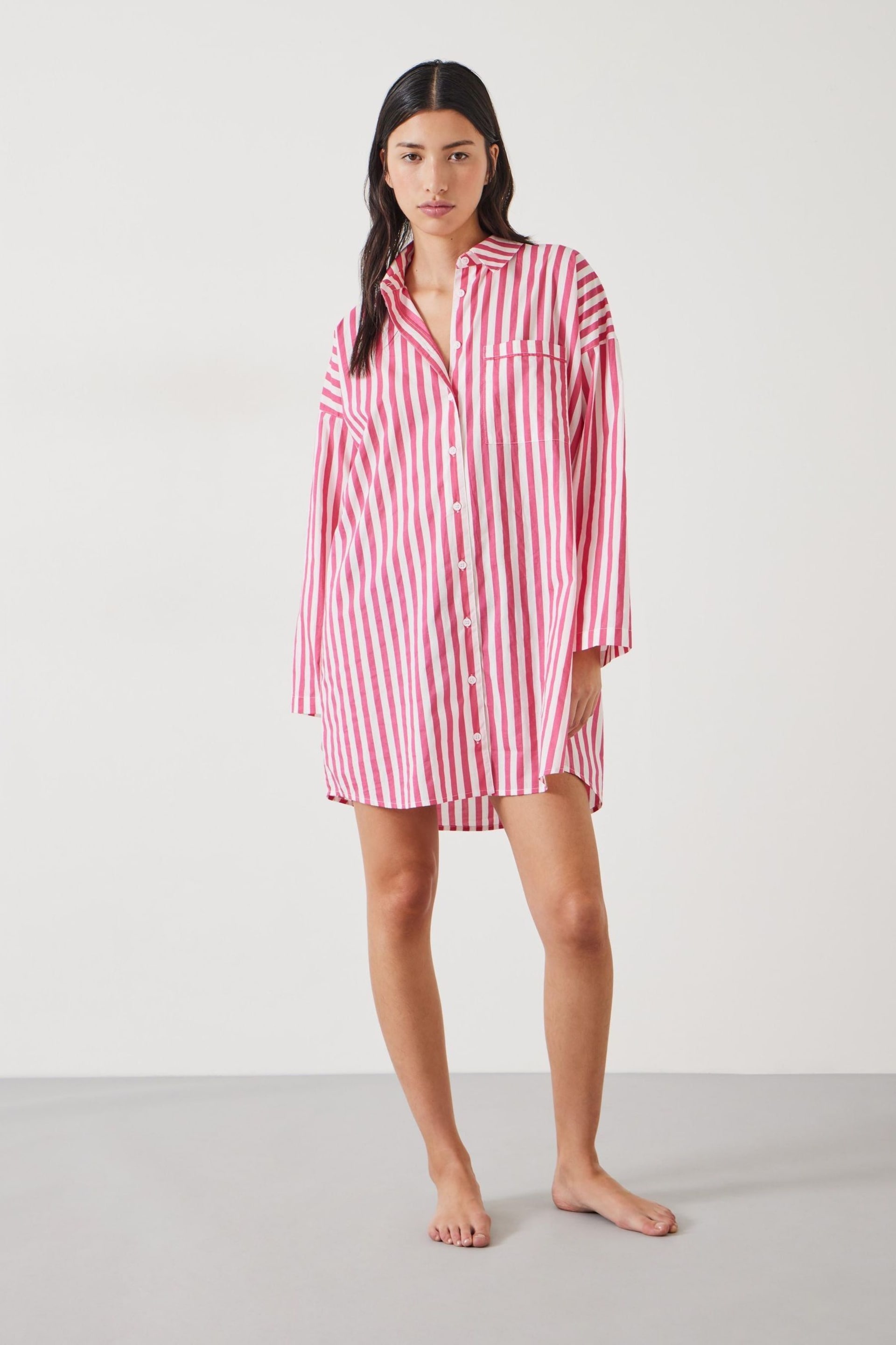 Hush White Oversized Emerson Striped Nightshirt - Image 1 of 5