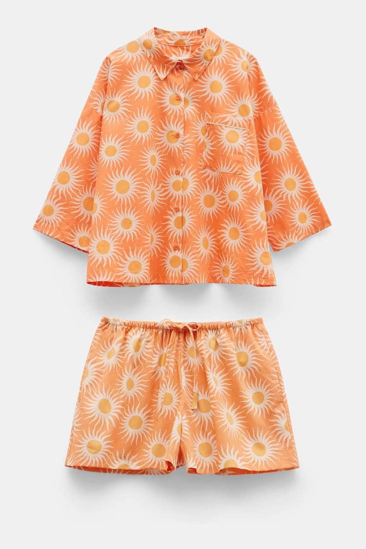 Hush Orange Jaylin Boxy Fit 100% Cotton Shirt Pyjama Set - Image 5 of 5