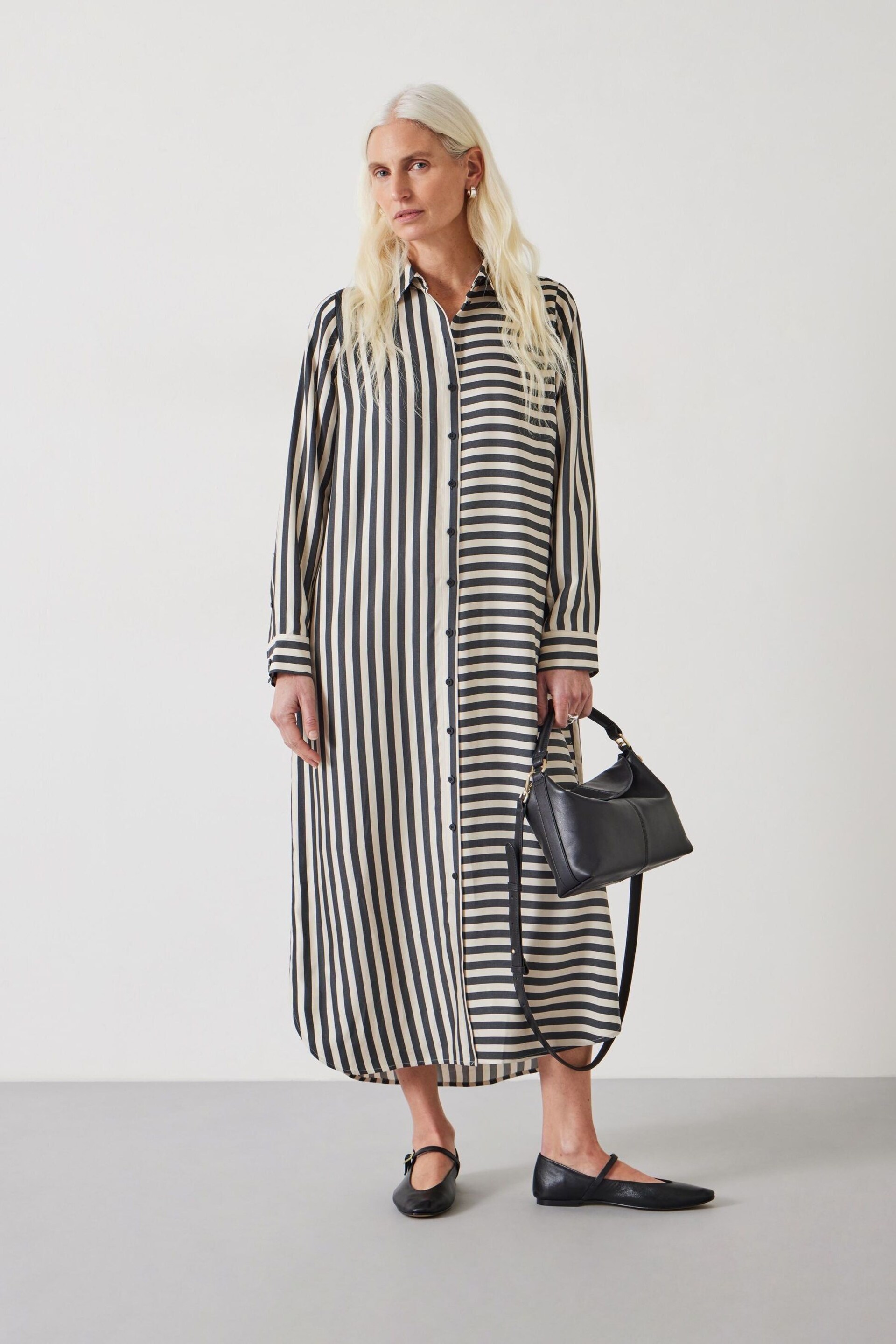 Hush Black Aida Stripe Midi Dress - Image 1 of 5