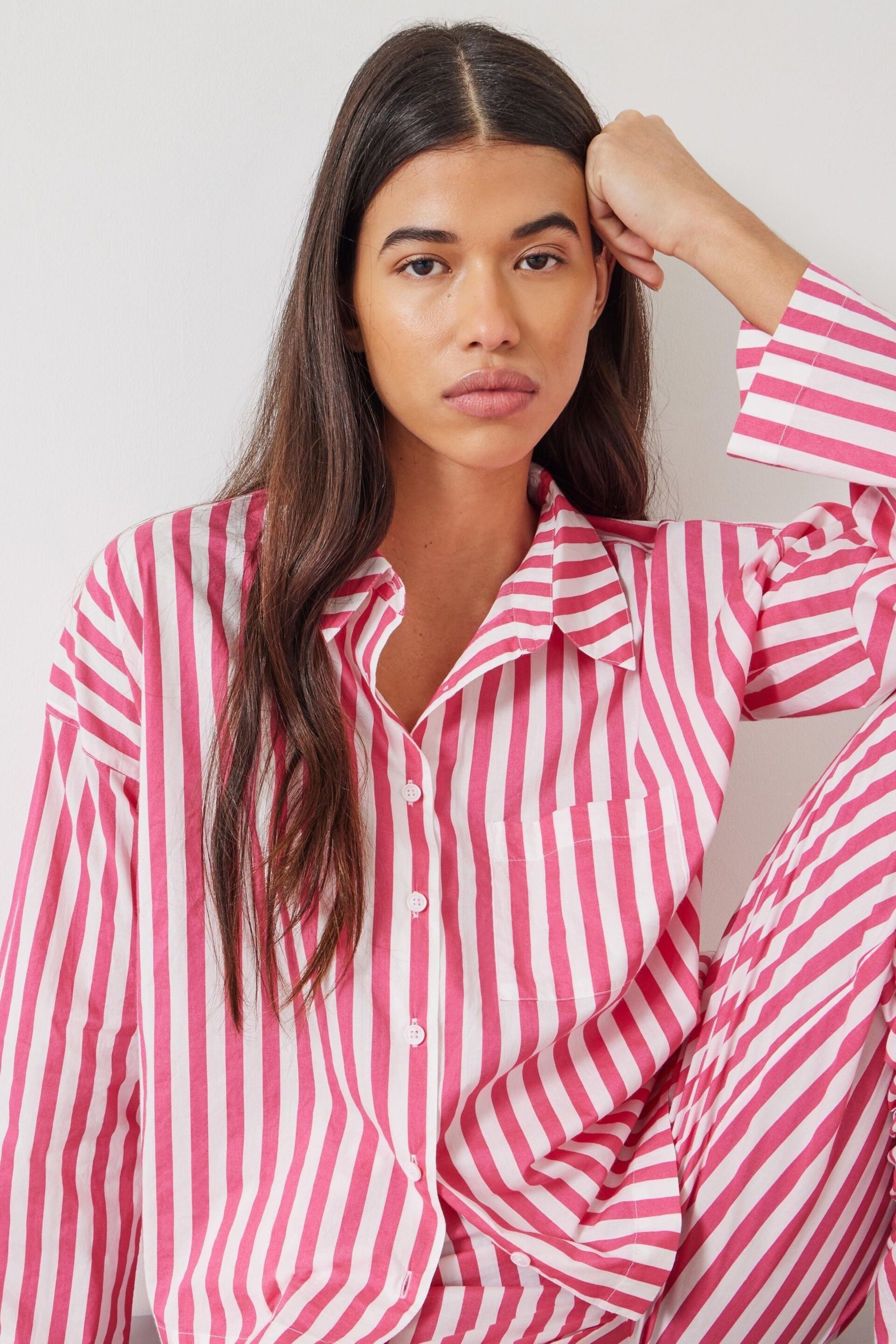 Hush Pink Emerson Boxy Fit Shirt Pyjamas Set - Image 4 of 5
